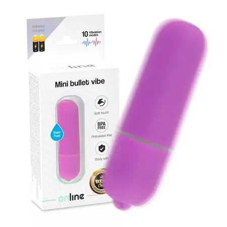 ONLINE Mini Bullet Personalni Masažer Ljubičasta 10 Režima Vodootporan 6.2cm