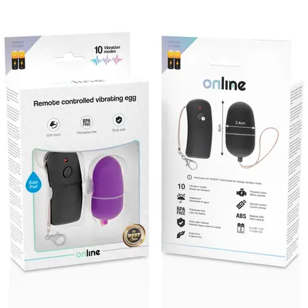 ONLINE Daljinski Upravljani Bežični Vibracioni Uređaj Ljubičasta 10 Režima ABS 6cm