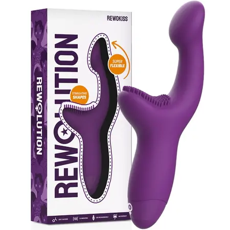 Rewolution Rewokiss Vibrator sa dva motora – Fleksibilni silikon, 18.5 cm, roze
