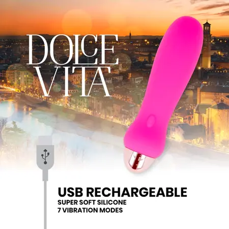 Dolce Vita Five Roze USB punjivi silikonski intimni uređaj 12.4cm, 7 režima