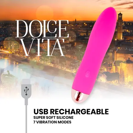 Dolce Vita Four Roze punjivi uređaj, 7 režima, medicinski silikon, 13cm
