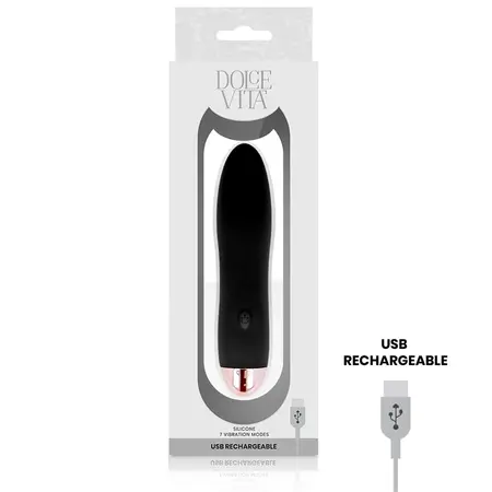Dolce Vita Four Crni punjivi silikonski uređaj, 7 režima, 13cm