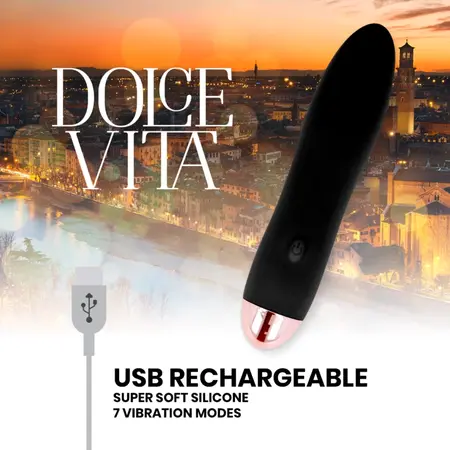Dolce Vita Four Crni punjivi silikonski uređaj, 7 režima, 13cm