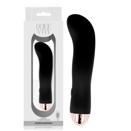 Dolce Vita Two Black Rechargeable Massager 7-Mode Silicone 13.2cm