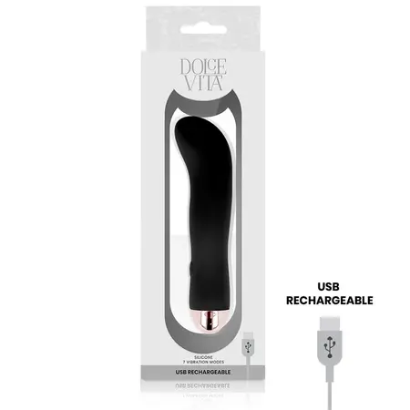 Dolce Vita Two Black Rechargeable Massager 7-Mode Silicone 13.2cm