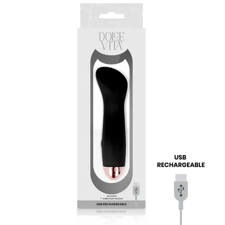 Dolce Vita One Crni intimni uređaj, 7 brzina, punjivi silikon, 12.5cm
