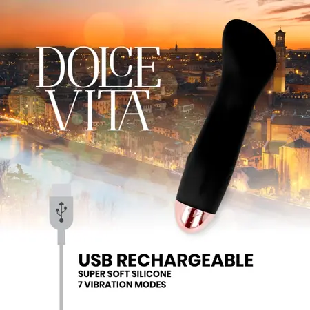 Dolce Vita One Crni intimni uređaj, 7 brzina, punjivi silikon, 12.5cm