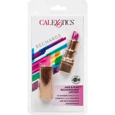 CalExotics Hide & Play Rechargeable Lipstick Massager Purple 7.5cm