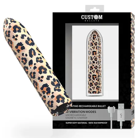 Custom Bullets Leopard Magnetni mini masažer 10 režima, USB punjiv
