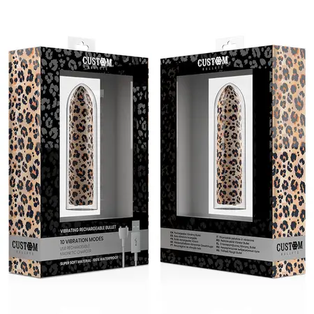Custom Bullets Leopard Magnetni mini masažer 10 režima, USB punjiv