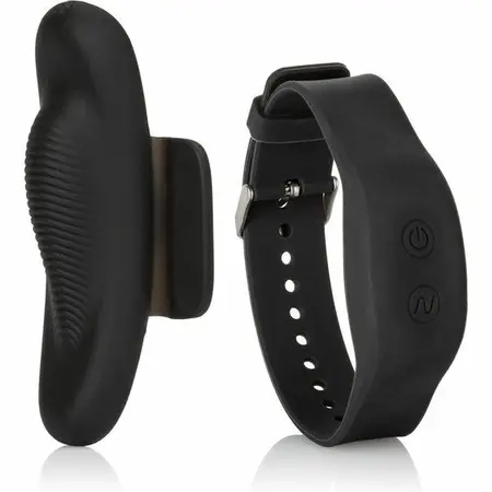 CalExotics Lock-N-Play Wristband Remote Intimate Panty Massager, Black