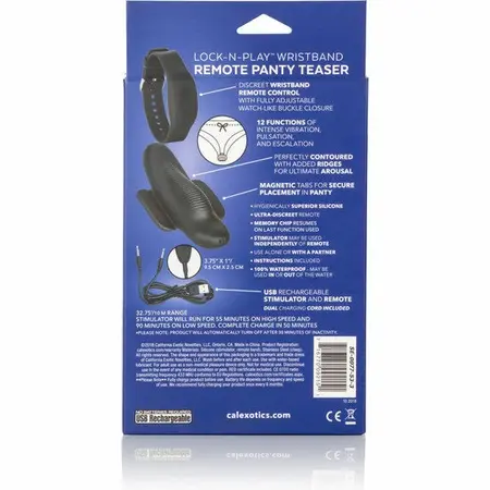CalExotics Lock-N-Play Wristband Remote Intimate Panty Massager, Black