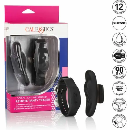 CalExotics Lock-N-Play Wristband Remote Intimate Panty Massager, Black