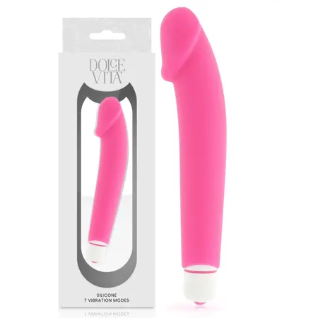 Dolce Vita Silikonski intimni masažer Roze 158mm Vodootporan 7 režima