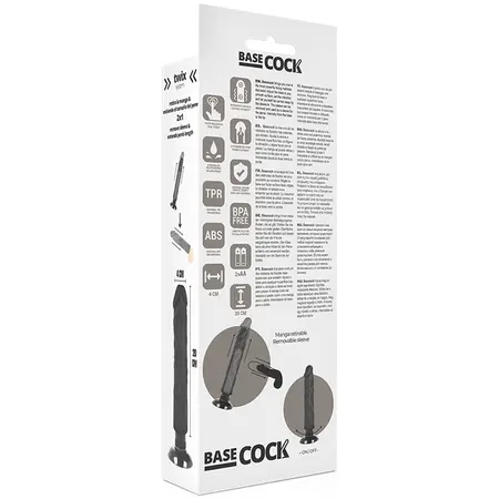 BASECOCK Flexible Vibrating Intimate Machine Black 20cm x 4cm TPE