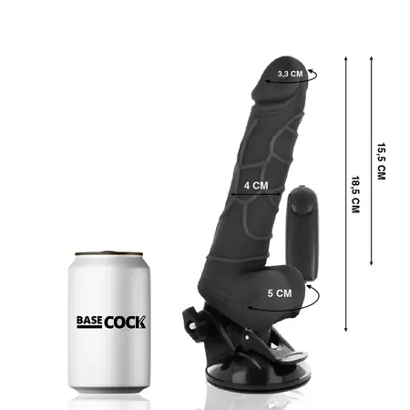 BASECOCK Black Vibrating Flexible Model 18.5cm Remote Control TPE