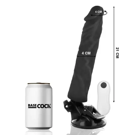 BASECOCK Vibrating Silicone Device 21cm Black with Wired Remote Control