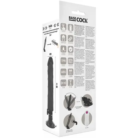 BASECOCK Vibrating Silicone Device 21cm Black with Wired Remote Control