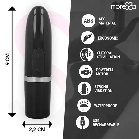 Moressa Ivy Kompaktni Punjivi Silikonski Vibrator Crni 90x22mm