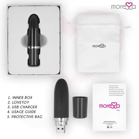Moressa Ivy Kompaktni Punjivi Silikonski Vibrator Crni 90x22mm