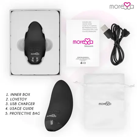 Moressa Blossom Crni Mini Masažer - 6 Režima, Medicinski Silikon, Vodootporan