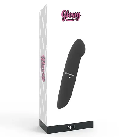 Glossy Phil Black - Compact Waterproof Vibrating Massager 13cm ABS