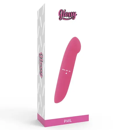 Glossy Phil Vibrator Pink - Compact Waterproof Travel Model 13cm