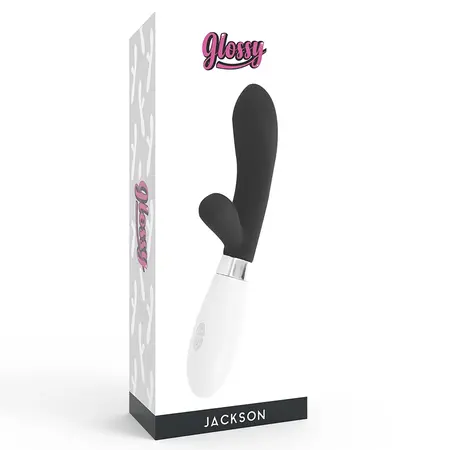 Glossy Jackson Rabbit Crni Silikonski Masažer sa Dva Motora 12cm