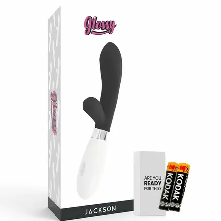Glossy Jackson Rabbit Crni Silikonski Masažer sa Dva Motora 12cm