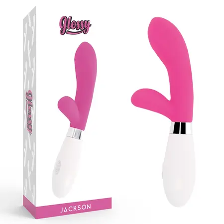 Glossy Jackson Rabbit Roze Silikonski Masažer Dva Motora 12cm