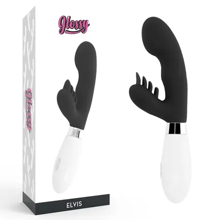 Glossy Elvi Intimate Dual-Motor Silicone Massager Black 12cm