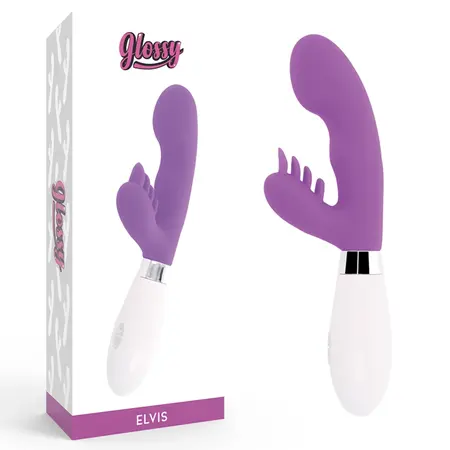 Glossy Elvi Silikonski Masažer Dva Motora 10 Režima Ljubičasti 12cm