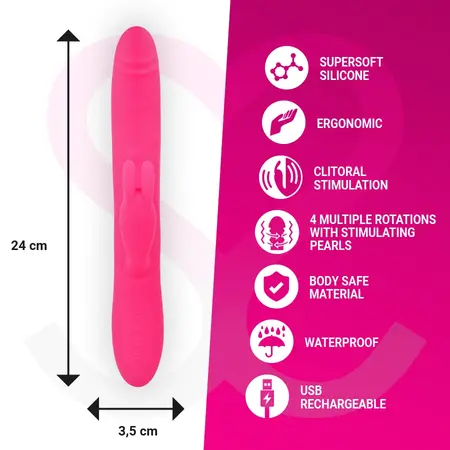 Moressa Somer Premium Silikonski Intimni Uređaj sa Više Rotacija 28cm Roze