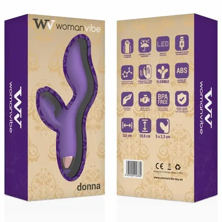 Womanvibe Donna Punjivi Silikonski Dvostruki Motor Masažer Ljubičasto-Zlatni