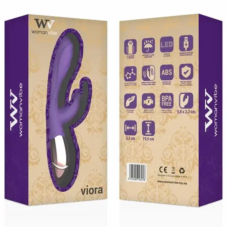 Womanvibe Viora Punjivi Silikonski Dvostruki Stimulacioni Sistem Ljubičasto-Zlatni