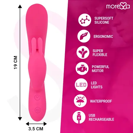 Moressa Telmo Premium Silikonski Punjivi Dvostruki Vibrator 19.5cm