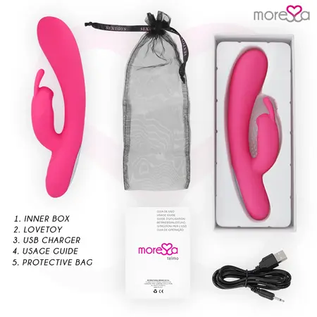 Moressa Telmo Premium Silikonski Punjivi Dvostruki Vibrator 19.5cm