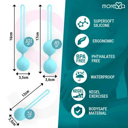 Moressa Osian Premium Set za Trening Dna Karlice Tirkizni Silikon 3 Veličine
