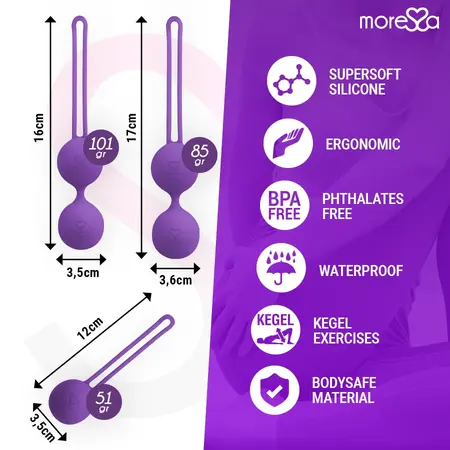 MORESA Osian Set Premium Ljubičasti Silikonske Loptice za Trening Dna Karlice