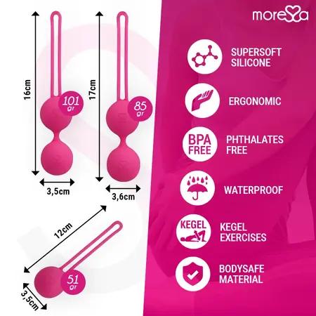 Moressa Osian Set Premium Silikonski Roze - Trojni Trening Dna Karlice