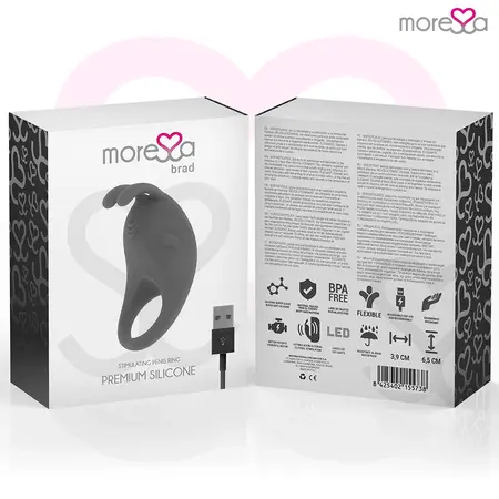 Moressa Brad Premium Silikonski Punjivi Crni Prsten, 7 Režima, Vodootporan