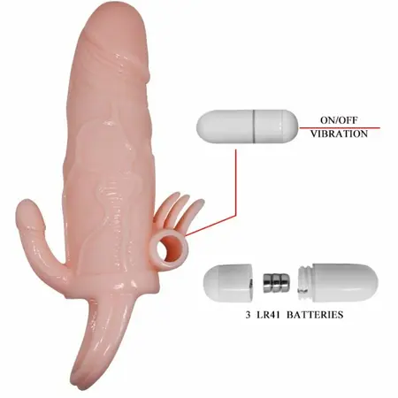 Baile Brave Man Intimate Extension with Dual Stimulation, Flesh, 16.5 cm