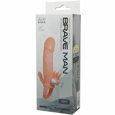 Baile Brave Man Intimate Extension with Dual Stimulation, Flesh, 16.5 cm