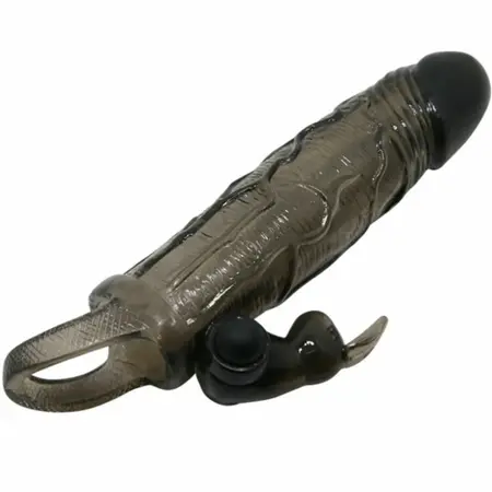Baile Brave Man Intimate Silicone Sleeve Black 16.5 cm with Rabbit Vibrator