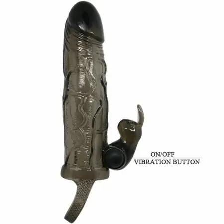 Baile Brave Man Intimate Silicone Sleeve Black 16.5 cm with Rabbit Vibrator