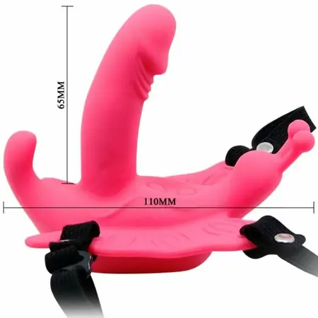 Baile Ultra Passionate Vibrating Butterfly Harness, 10 Modes, Silicone