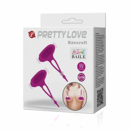 Pretty Love Bancroft Vibrating Silicone Nipple System, 2 pcs, Black