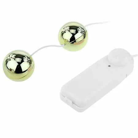 Baile Zlatne Vibrirajuće Kegel Kuglice sa Žičanim Daljinskim Upravljačem, 3,2 cm, Zlatne
