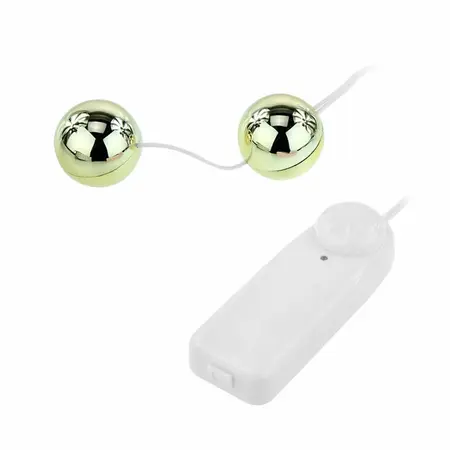 Baile Zlatne Vibrirajuće Kegel Kuglice sa Žičanim Daljinskim Upravljačem, 3,2 cm, Zlatne