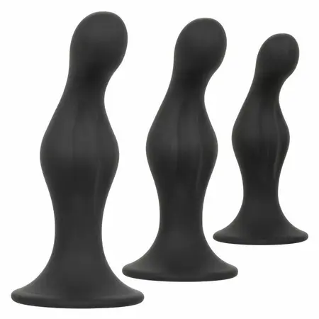 CalExotics Silicone Anal Ripple Kit - 3-Piece Graduated Set with Suction Base